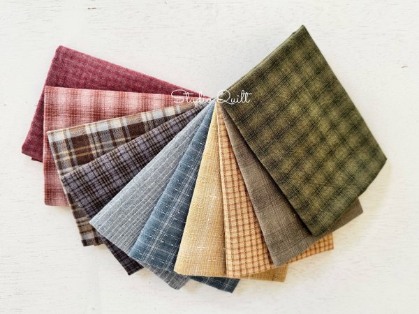 Photo1: Yarn Dyed Fabric - Set of 10 Cuts (26–9-25) Mix (1)