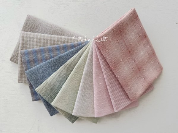 Photo1: Yarn Dyed Fabric - Set of 10 Cuts (26–10-27)  (1)
