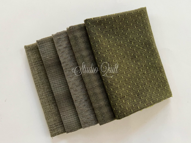 Yarn Dyed Fabric - Set of 5 Cuts (23-12-29) Green #2