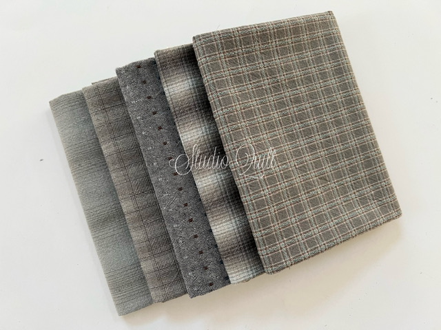 Yarn Dyed Fabric - Set of 5 Cuts (23-12-29) Grey