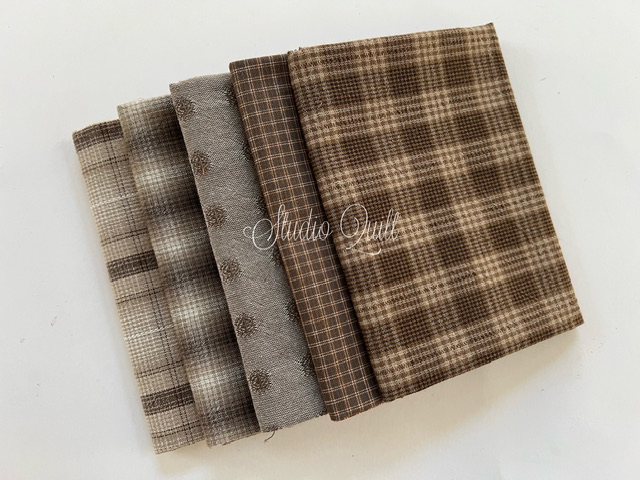 Yarn Dyed Fabric - Set of 5 Cuts (23-12-29) Brown 