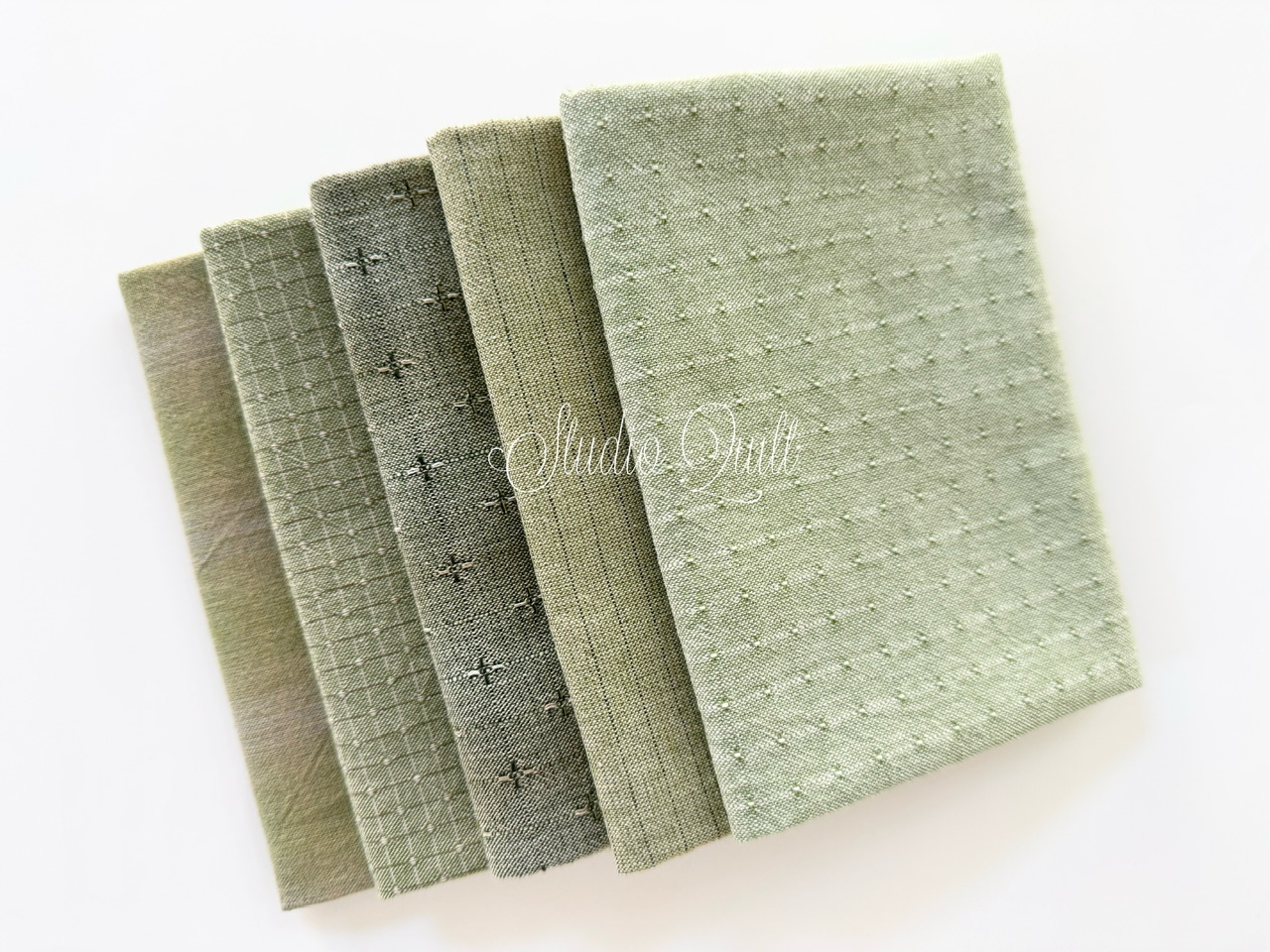 Yarn Dyed Fabric - Set of 5 Cuts (24-12-4) Green